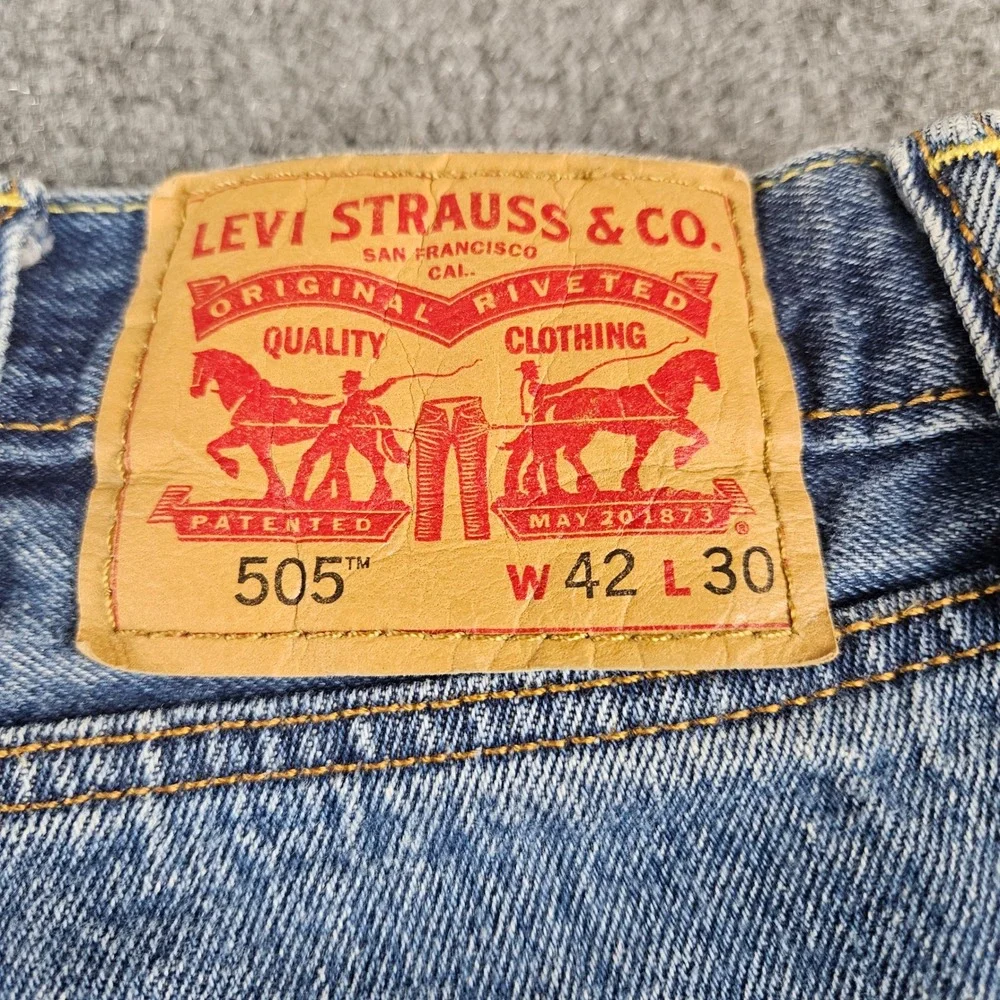 Levis Strauss & Co Mens Straight Leg Denim‎ Jeans Medium Wash Blue W42 L30